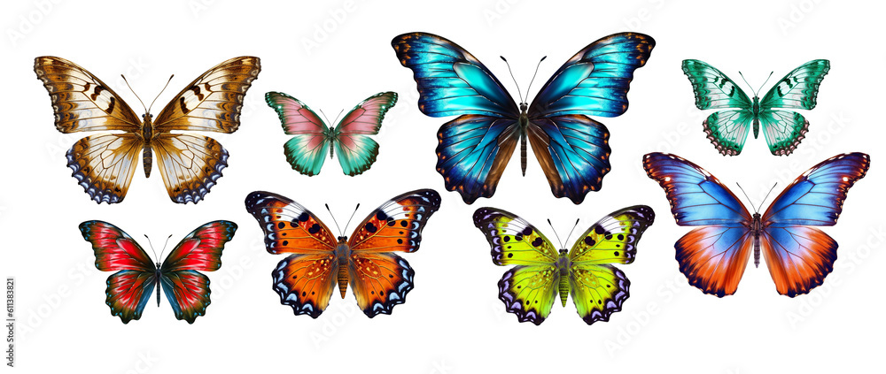 Colorful butterfly, png isolated on transparent background. Generative AI Colorful butterfly, png isolated on transparent background. Generative AI