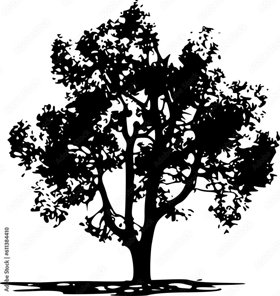 Tree silhouette in black color 
