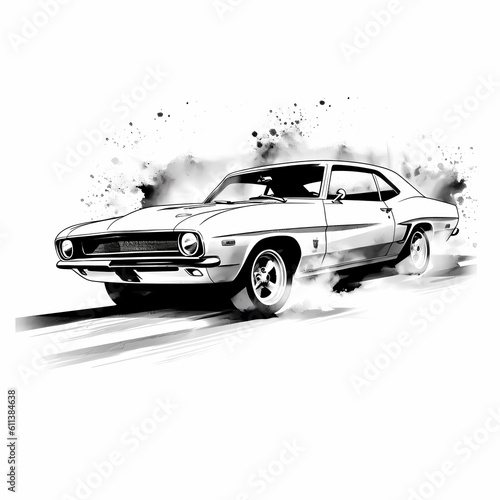 Muscle car illustration. Generative AI