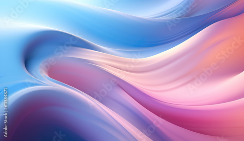 soft waves in pastel blue and pink colors, ai generated