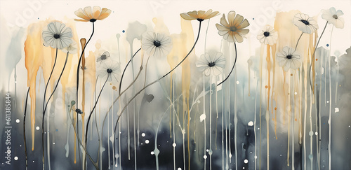 contemporary banner x ray style, ltulips and daises pattern on pastel background, generative ai illustration	 photo