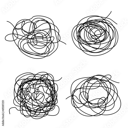 Tangled scribble logo icon sign Hand drawn ink sketch Decorative scrapbooking element Doodle abstract design style Fashion print for clothes greeting invitation card flyer banner poster cover book ad