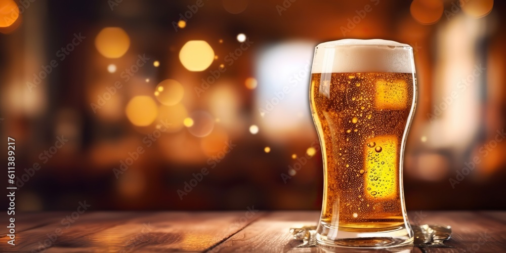 AI Generated. AI Generative. Fresh draft blew bee mug glass alcohol ar bar pub table. Restaurant brewing mockup. Graphic Art AI Generated. AI Generative. Fresh draft blew bee mug glass alcohol ar bar pub table. Restaurant brewing mockup. Graphic Art