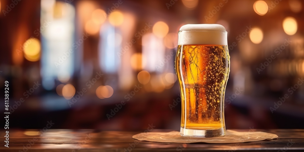 AI Generated. AI Generative. Fresh draft blew bee mug glass alcohol ar bar pub table. Restaurant brewing mockup. Graphic Art AI Generated. AI Generative. Fresh draft blew bee mug glass alcohol ar bar pub table. Restaurant brewing mockup. Graphic Art