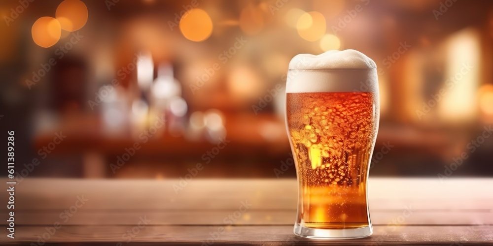 AI Generated. AI Generative. Fresh draft blew bee mug glass alcohol ar bar pub table. Restaurant brewing mockup. Graphic Art AI Generated. AI Generative. Fresh draft blew bee mug glass alcohol ar bar pub table. Restaurant brewing mockup. Graphic Art
