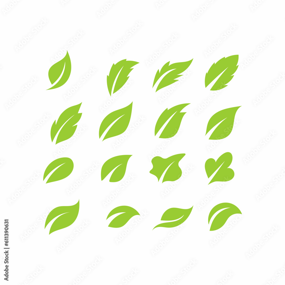 set of green leaf vector icon set of green leaf vector icon