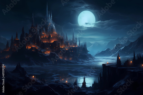 Obraz na płótnie A beautiful hidden kingdom in a new world created with Generative AI technology w salonie