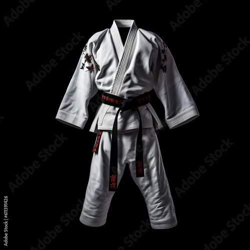 Obraz na płótnie A unique karate kimono with a black belt created with Generative AI technology w salonie