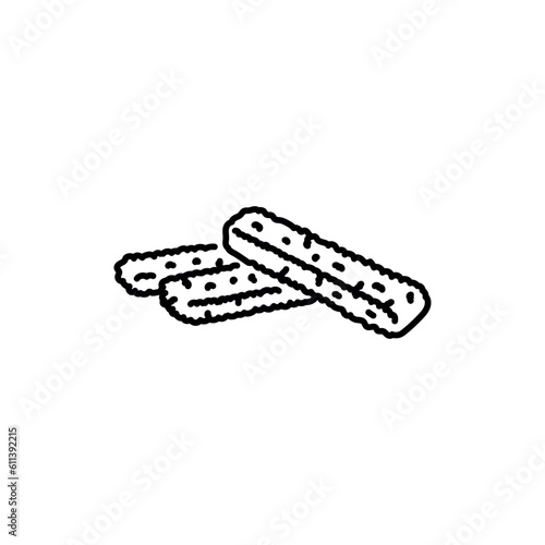 Fish sticks black line icon.