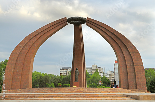 Victory Monument (1985), commemorating 40th anniversary of end of WWII, on Victory Square. Bishkek, capital of Kyrgyzstan photo