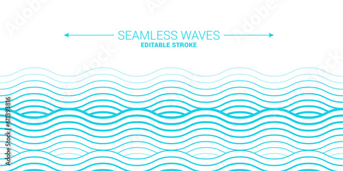 Vector seamless pattern with stylized waves on a light background.
