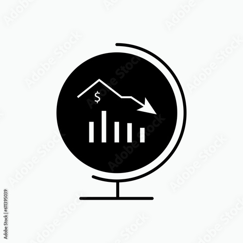 Global Crisis Icon. World Recession Symbol.     