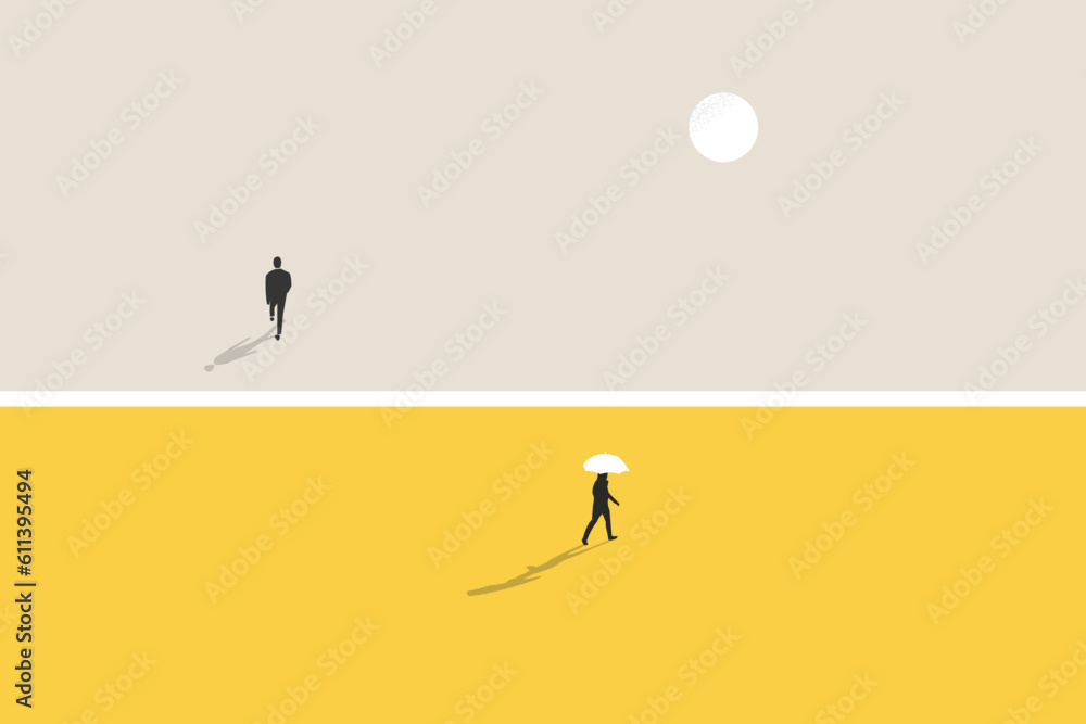 Business dispute or disagreement vector concept with two businessman walking away from each other. Symbol of miscommunication, conflict, argument. Eps10 illustration - obrazy, fototapety, plakaty 