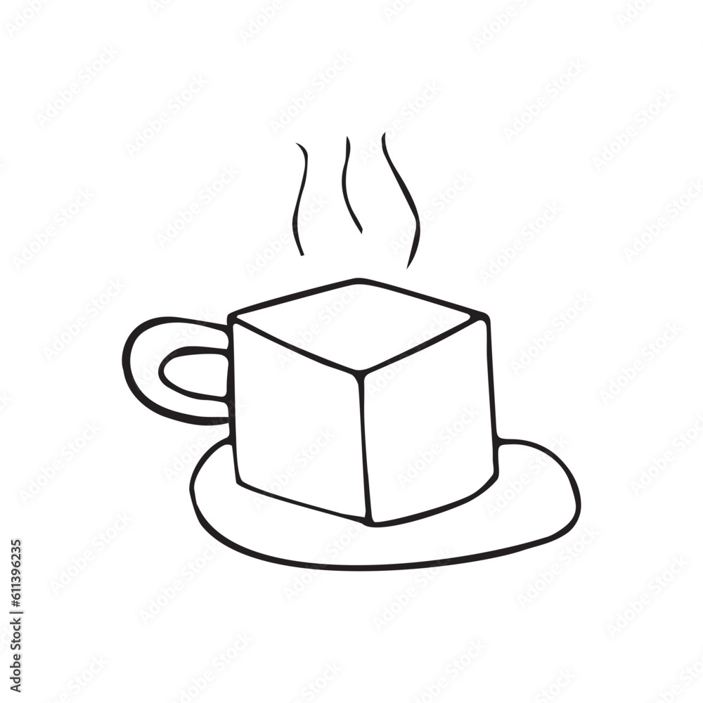 a cup of tea or coffee. Vector illustration. the art of doodles. black and white drawing. hot drink. steam forms over the cup. a cup of tea or coffee. Vector illustration. the art of doodles. black and white drawing. hot drink. steam forms over the cup.