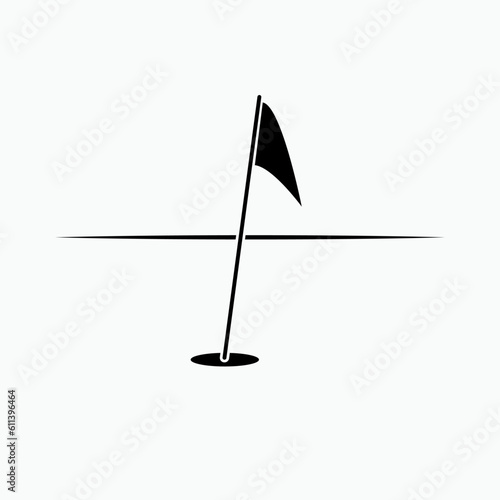 Golf Range Icon. Flags Symbol on the Grass. Outdoor Sports Element Symbol - Vector.   