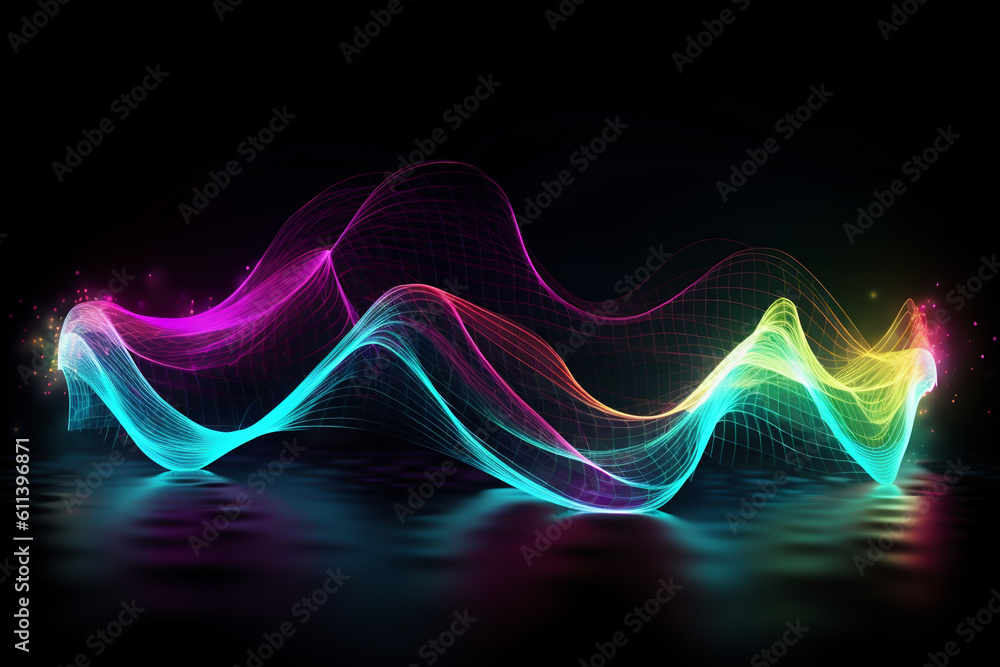 Neon Waves abstract background. Generative AI Neon Waves abstract background. Generative AI