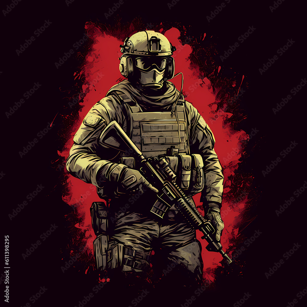 Army Soldier Illustration. Generative AI Army Soldier Illustration. Generative AI