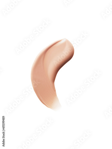 Foundation texture  texture stroke isolated on white background. Cosmetic product swatch