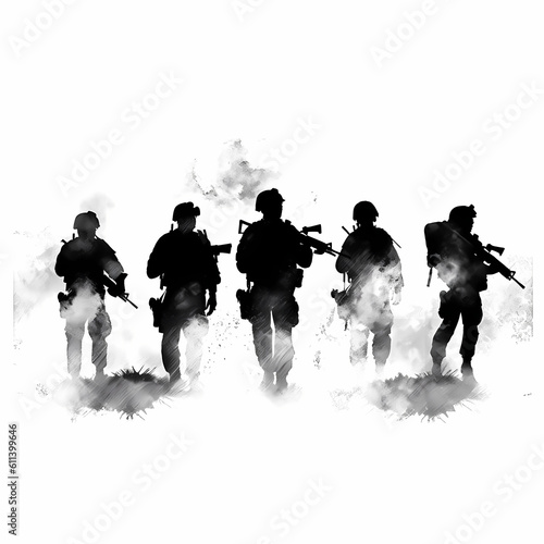 Valokuvatapetti Military Soldiers Illustration Generative AI