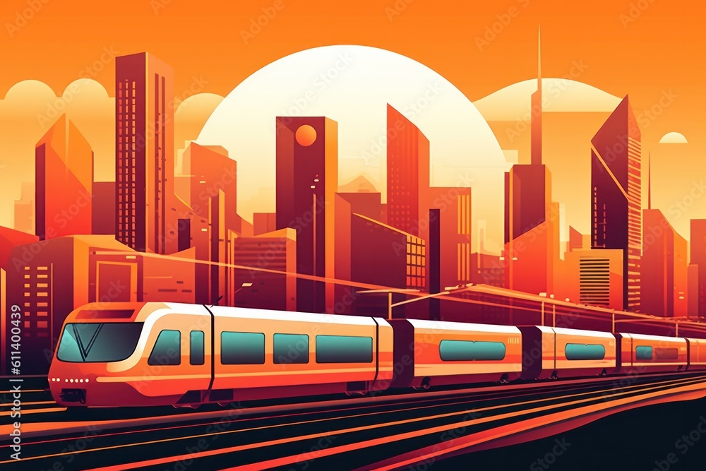 Naklejka premium Futuristic cityscape generative AI