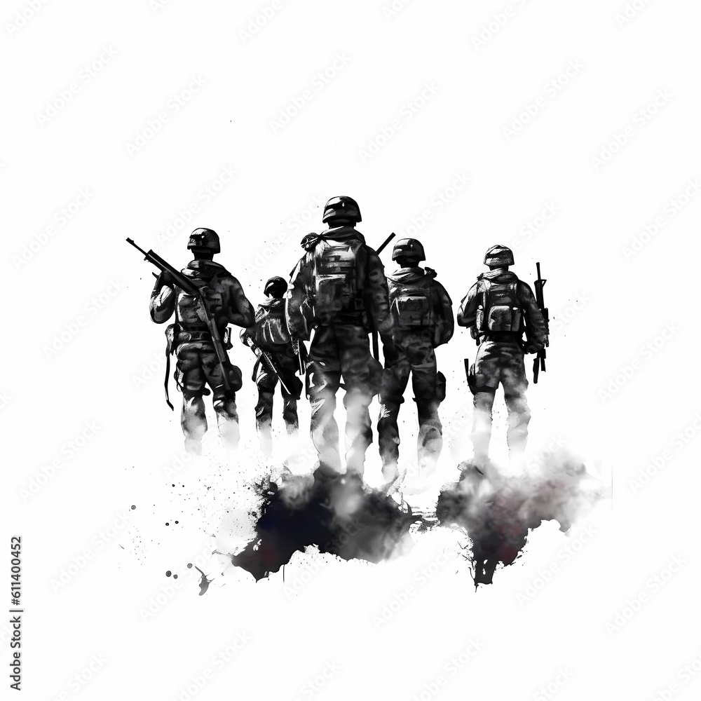 Military Soldiers Illustration Generative AI Military Soldiers Illustration Generative AI