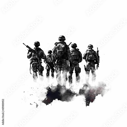 Fotografie, Tablou Military Soldiers Illustration Generative AI