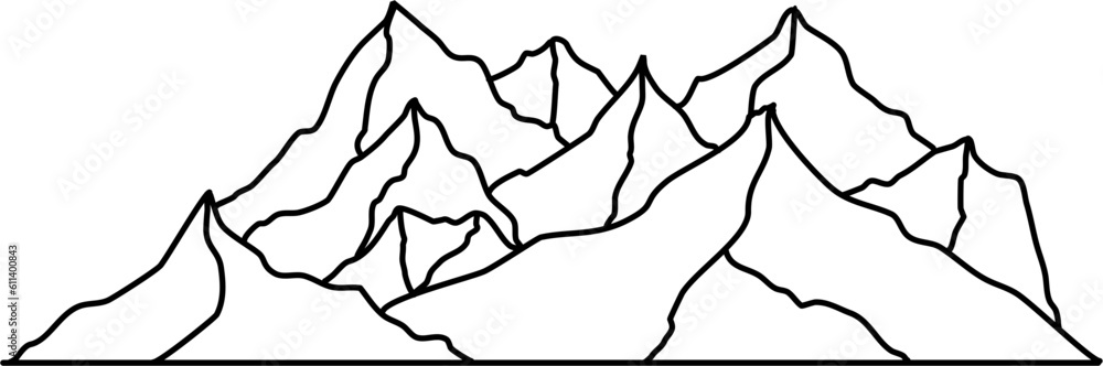 Hiking Mountain Outline Illustration Vector