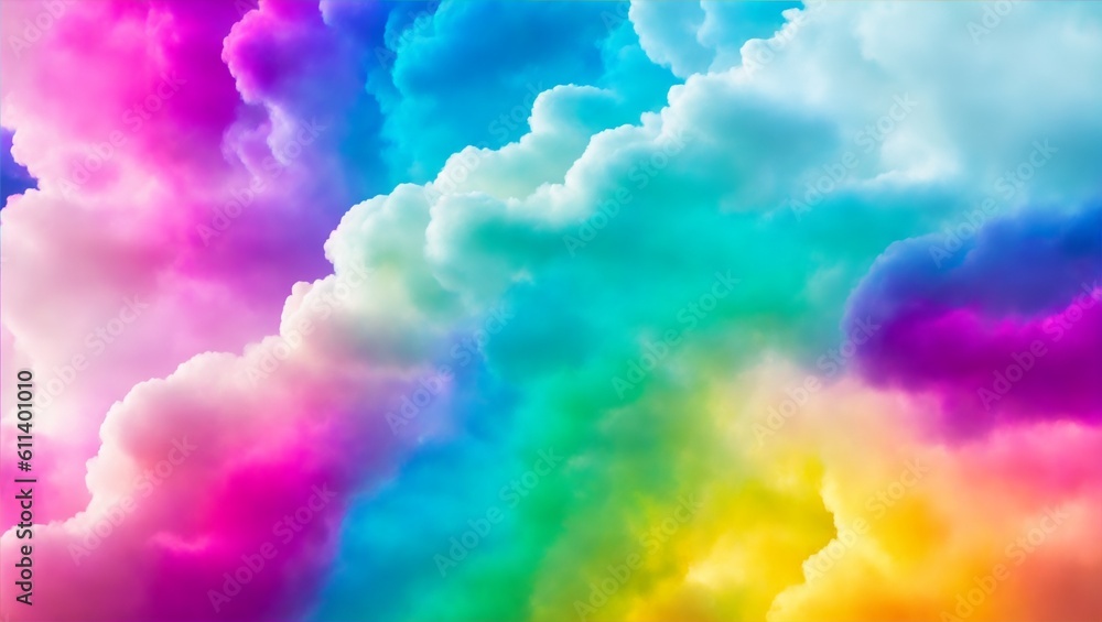 Abstract colorful rainbow soft pastel color cloud background, multicolored ink drop fluid motion in water, generative ai, ai - obrazy, fototapety, plakaty 