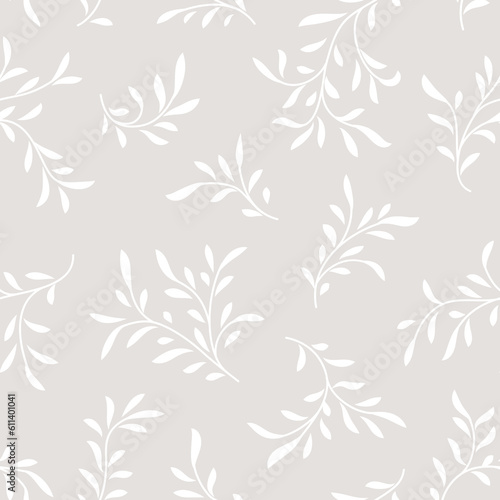 Abstract floral pattern. Branch with leaves ornamental texture. Flourish nature summer garden textured floral background
