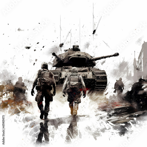 Army and Military Tank Illustration. Generative AI