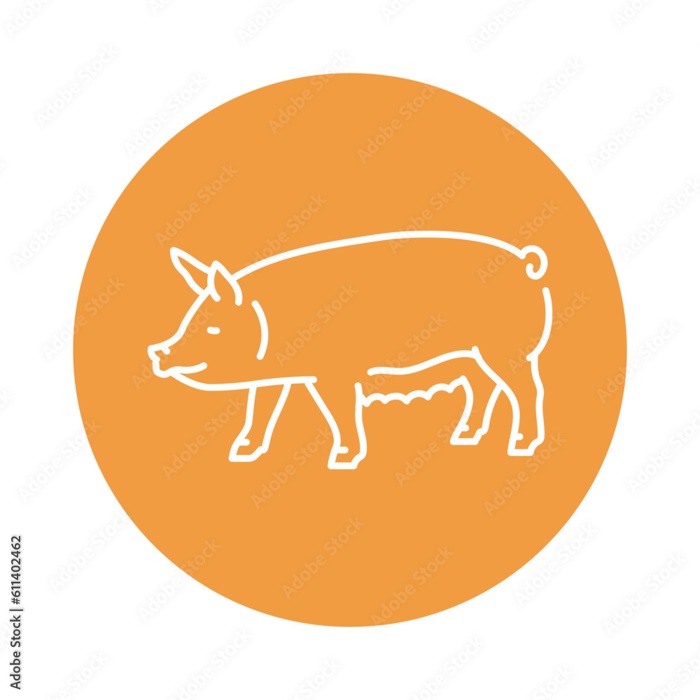 Pig black line icon. Farm animals. Pig black line icon. Farm animals.