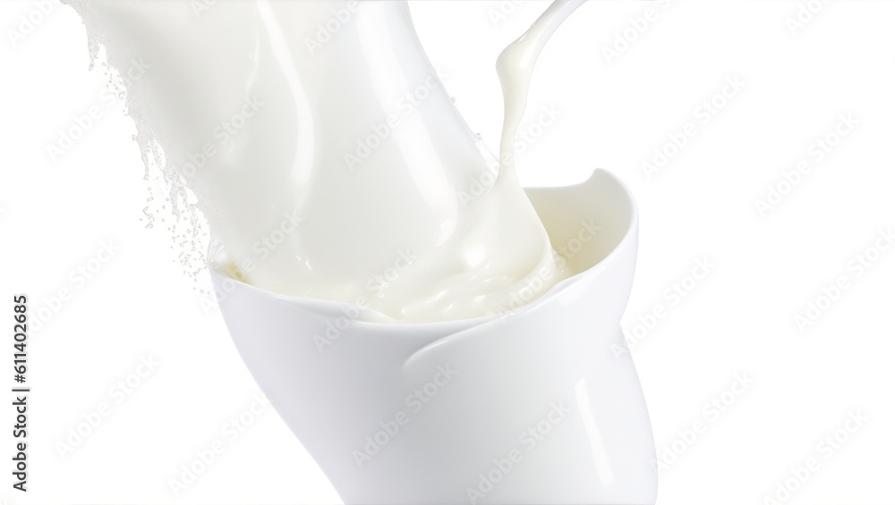White milk splash isolated on white background, nutrition cream yogurt calcium, generative ai - obrazy, fototapety, plakaty 