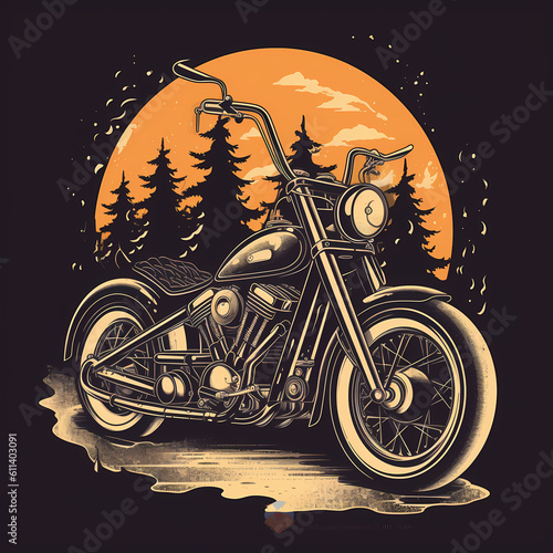 Biker Illustration. Generative AI photo