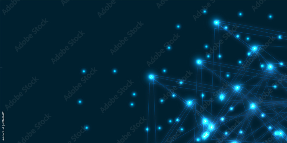 Abstract global pattern geometric polygonal space background and network connections with bokeh points and lines. Abstract blue lines and dots connections, social network communication pattern. Abstract global pattern geometric polygonal space background and network connections with bokeh points and lines. Abstract blue lines and dots connections, social network communication pattern.