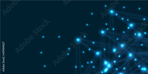 Abstract global pattern geometric polygonal space background and network connections with bokeh points and lines. Abstract blue lines and dots connections, social network communication pattern. © Ahmad Araf