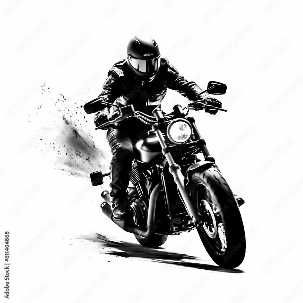 Biker Illustration. Generative AI Biker Illustration. Generative AI