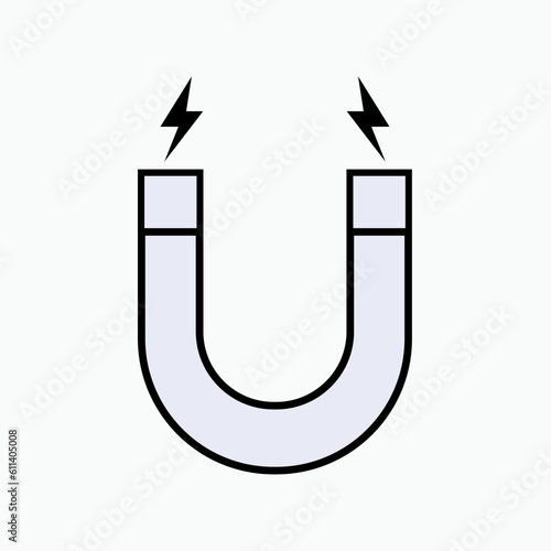 Magnet Icon. Horseshoe Magnetism Symbol - Vector.   