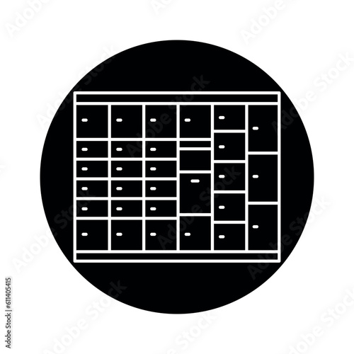 Self service in post office black line icon. Pictogram for web page