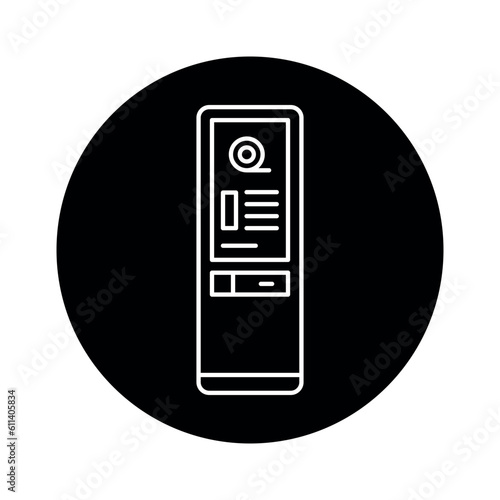 Self-service cinema ticket machine black line icon. Pictogram for web page