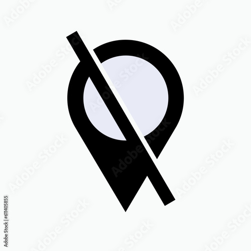 Marker Off Icon. Pin Malfunction Symbol.     