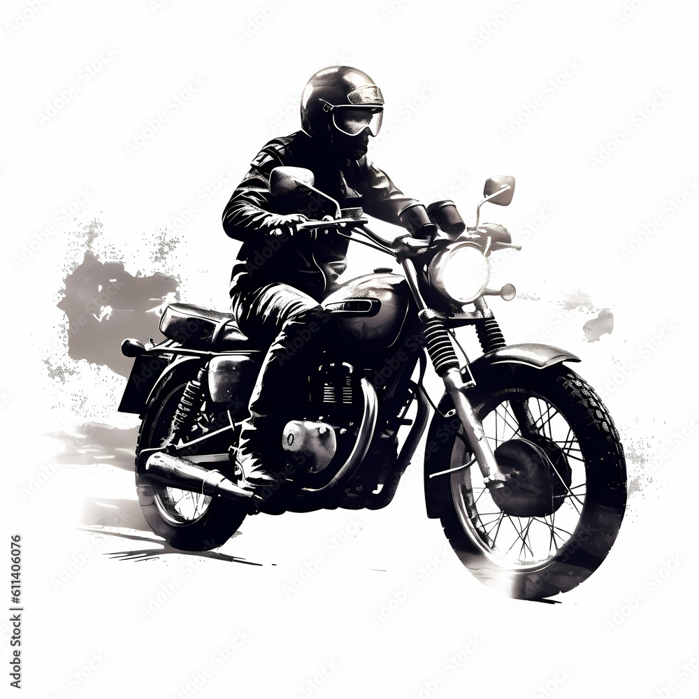Biker Illustration. Generative AI Biker Illustration. Generative AI