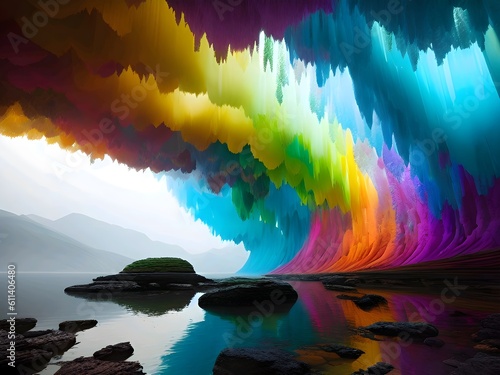 rainbow over the ocean beautiful colorful art wall art