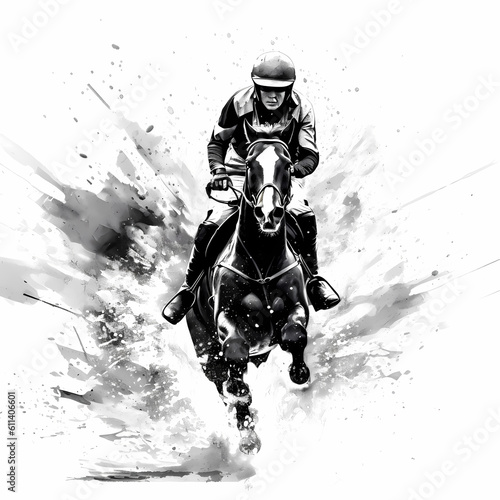 Euqestarian Riding Horse Illustration. Generative AI