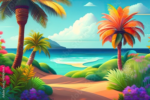 Colorful Summer Time Background Generative AI