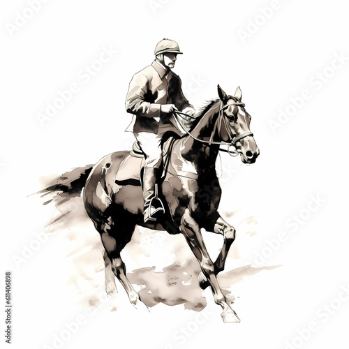 Euqestarian Riding Horse Illustration. Generative AI © premiumdesign