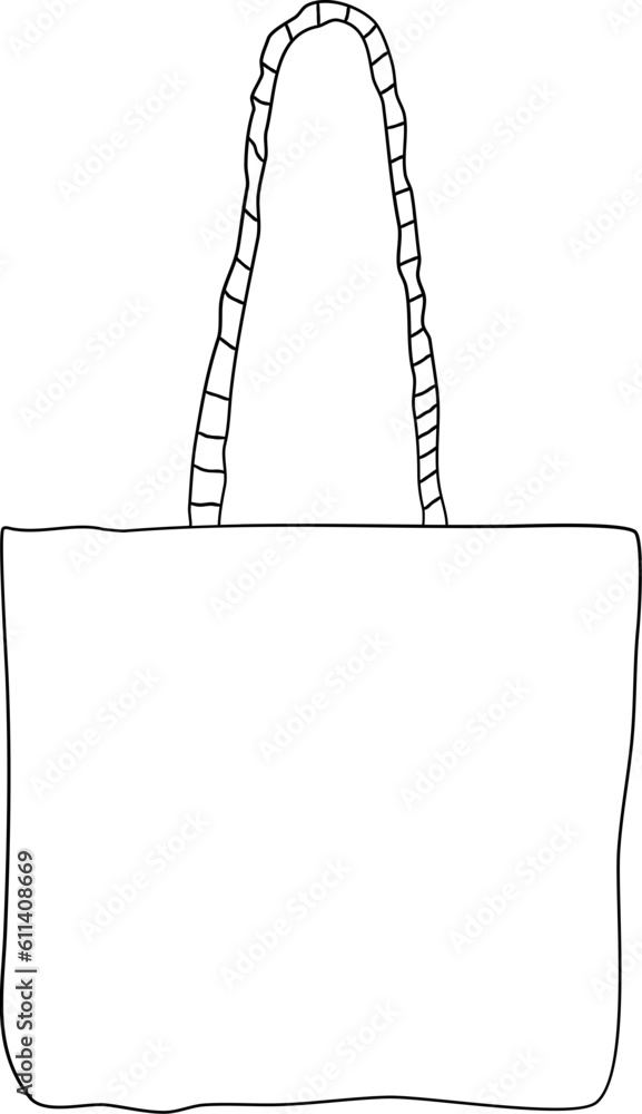 Tote Bag Outline Illustration Vector Tote Bag Outline Illustration Vector