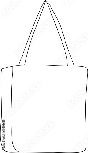 Reushable Tote Bag Outline Illustration Vector