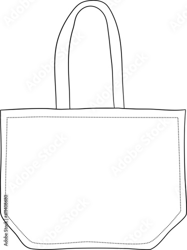 Rectangle Tote Bag Outline Illustration Vector