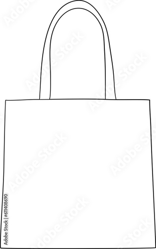 Reushable Tote Bag Outline Illustration Vector