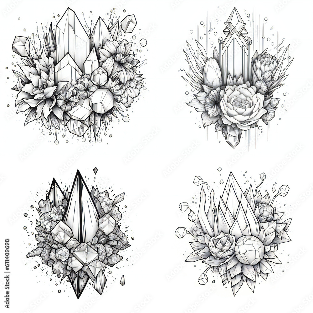 Diamond and flower tattoo design Diamond and flower tattoo design
